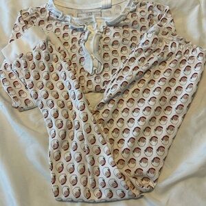 Lila and Hayes Boutique Girls Pajama Set Sz. 7 Christmas Santa Pima Cotton